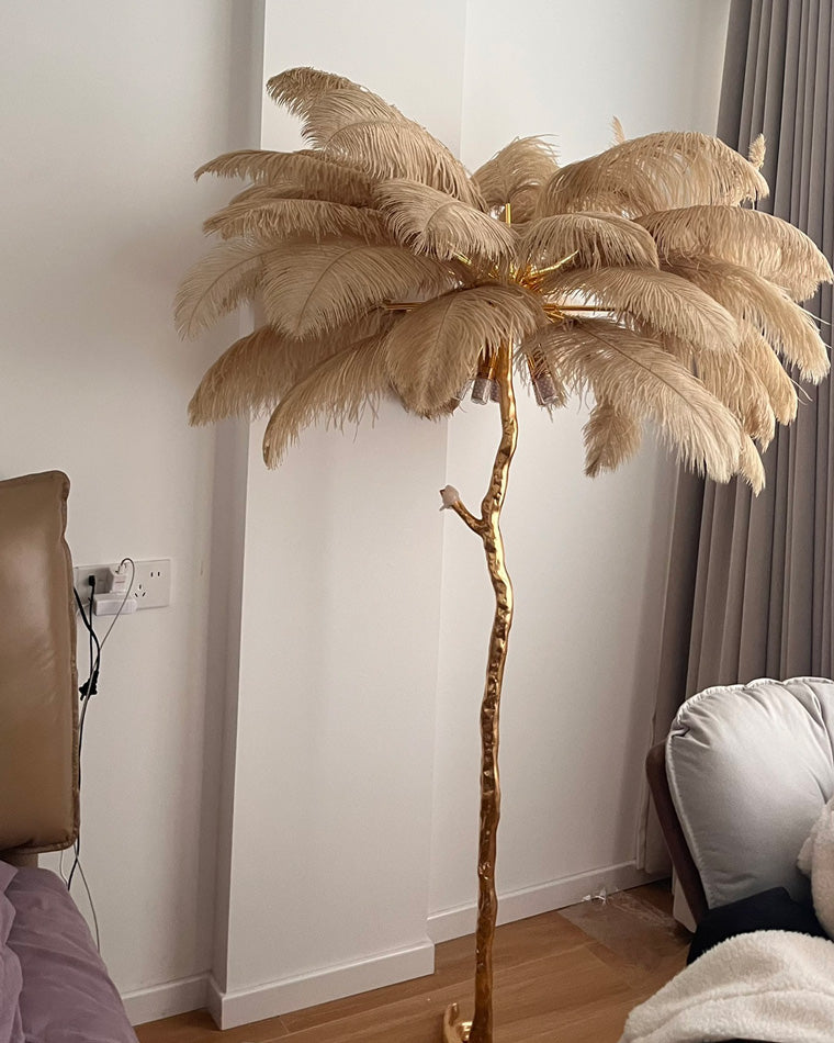 Feather Palm Tree Floor Lamp for Living Room or Bedroom
