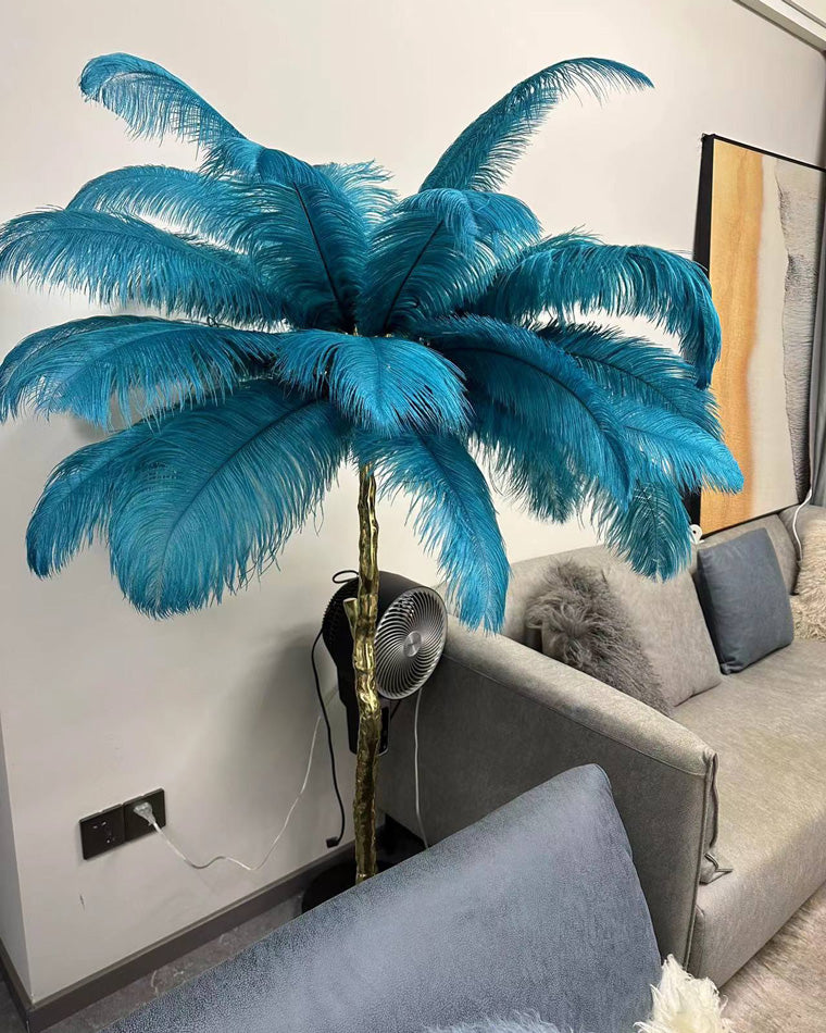 Feather Palm Tree Floor Lamp for Living Room or Bedroom