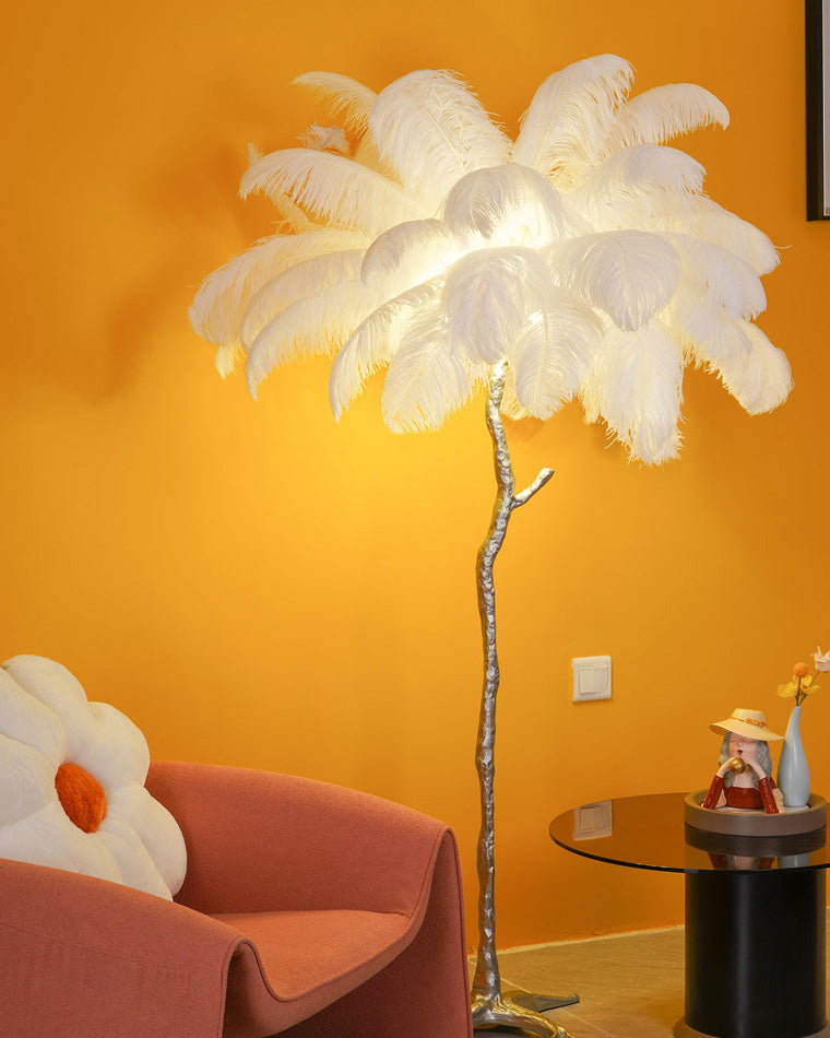 Feather Palm Tree Floor Lamp for Living Room or Bedroom