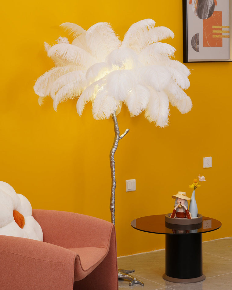 Feather Palm Tree Floor Lamp for Living Room or Bedroom