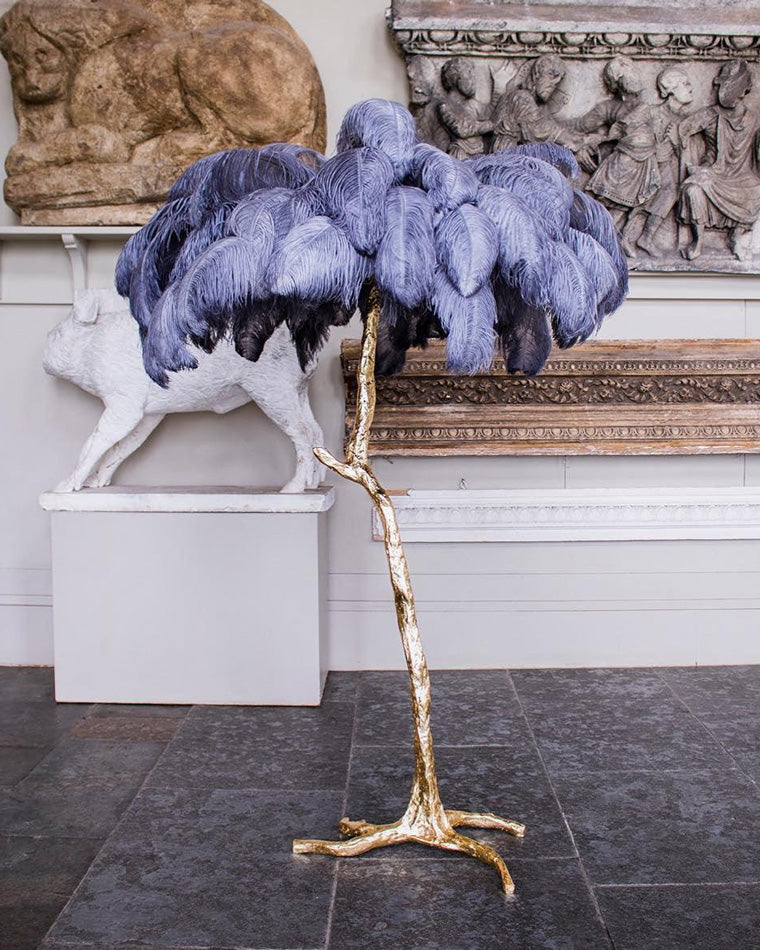 Feather Palm Tree Floor Lamp for Living Room or Bedroom
