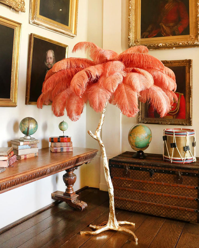 Feather Palm Tree Floor Lamp for Living Room or Bedroom