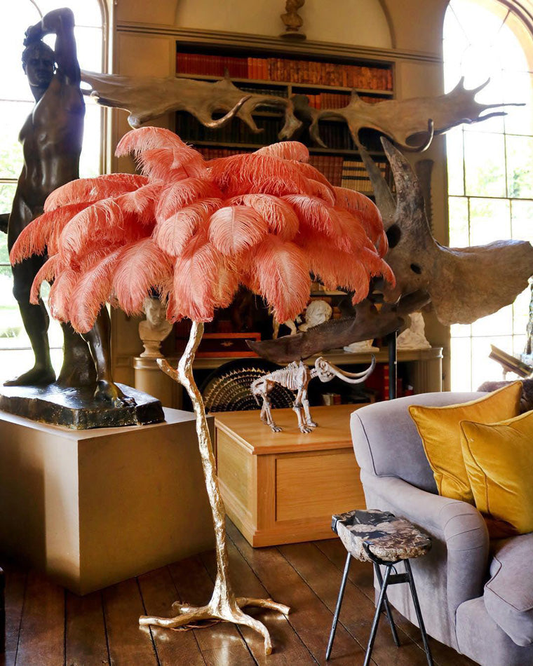 Feather Palm Tree Floor Lamp for Living Room or Bedroom
