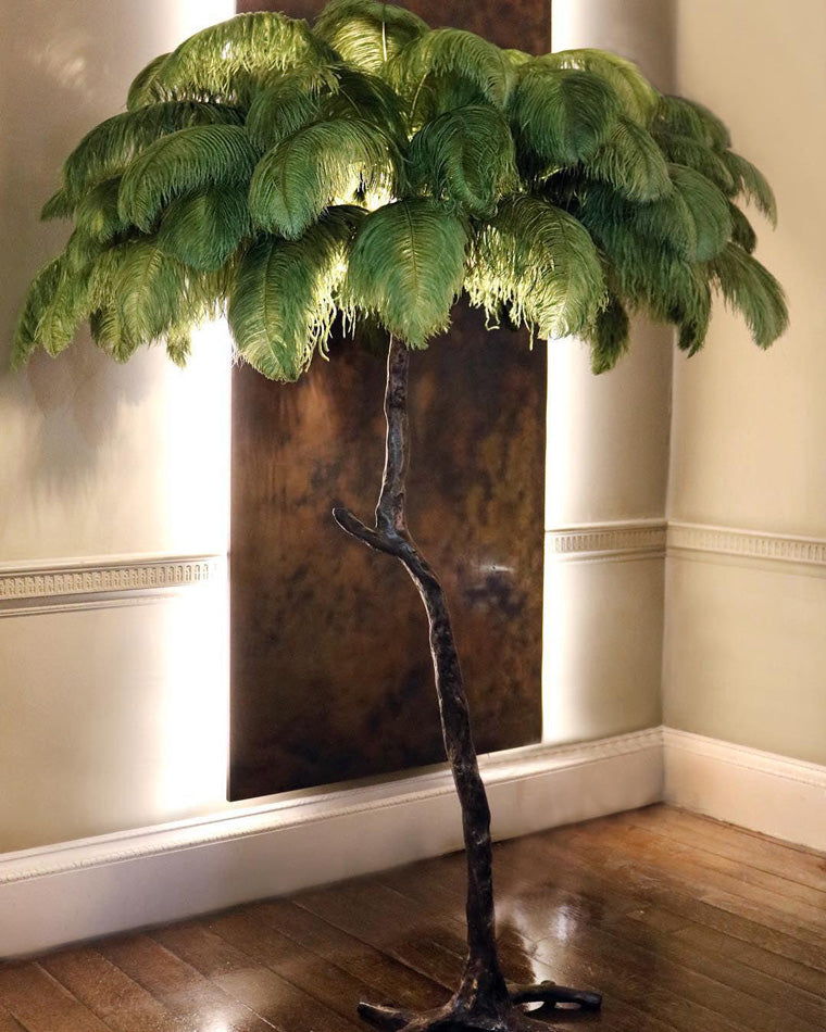 Feather Palm Tree Floor Lamp for Living Room or Bedroom