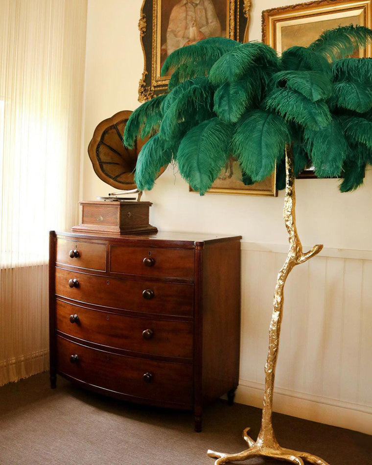 Feather Palm Tree Floor Lamp for Living Room or Bedroom
