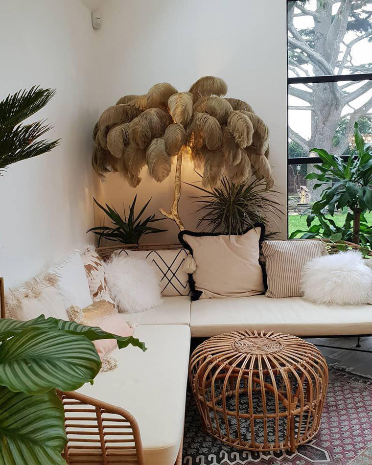 Feather Palm Tree Floor Lamp for Living Room or Bedroom