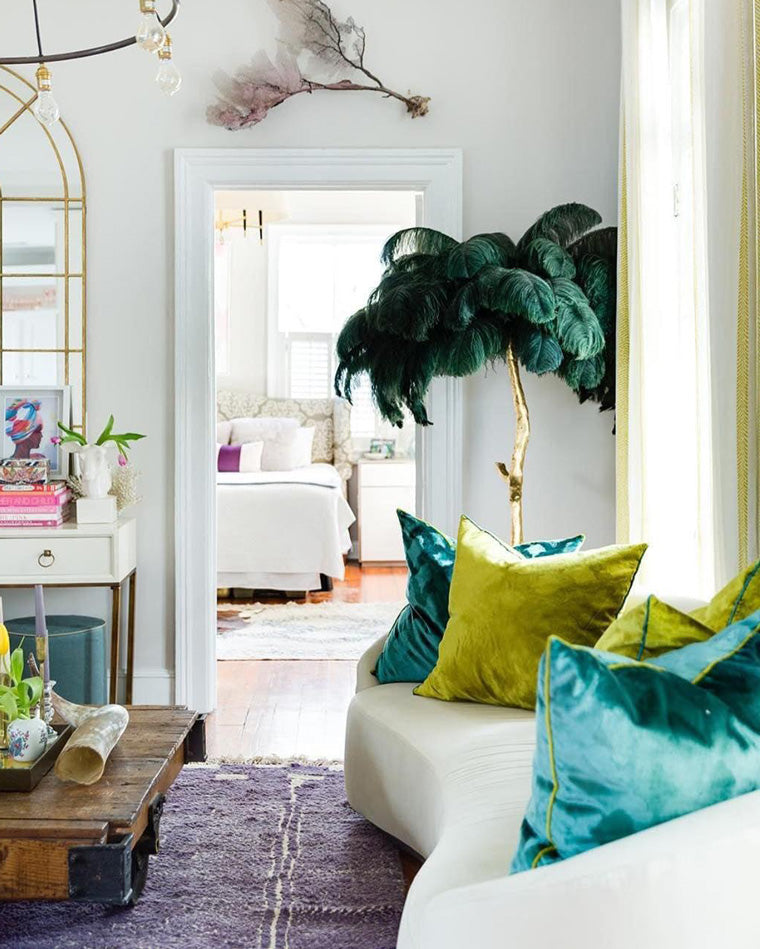 Feather Palm Tree Floor Lamp for Living Room or Bedroom