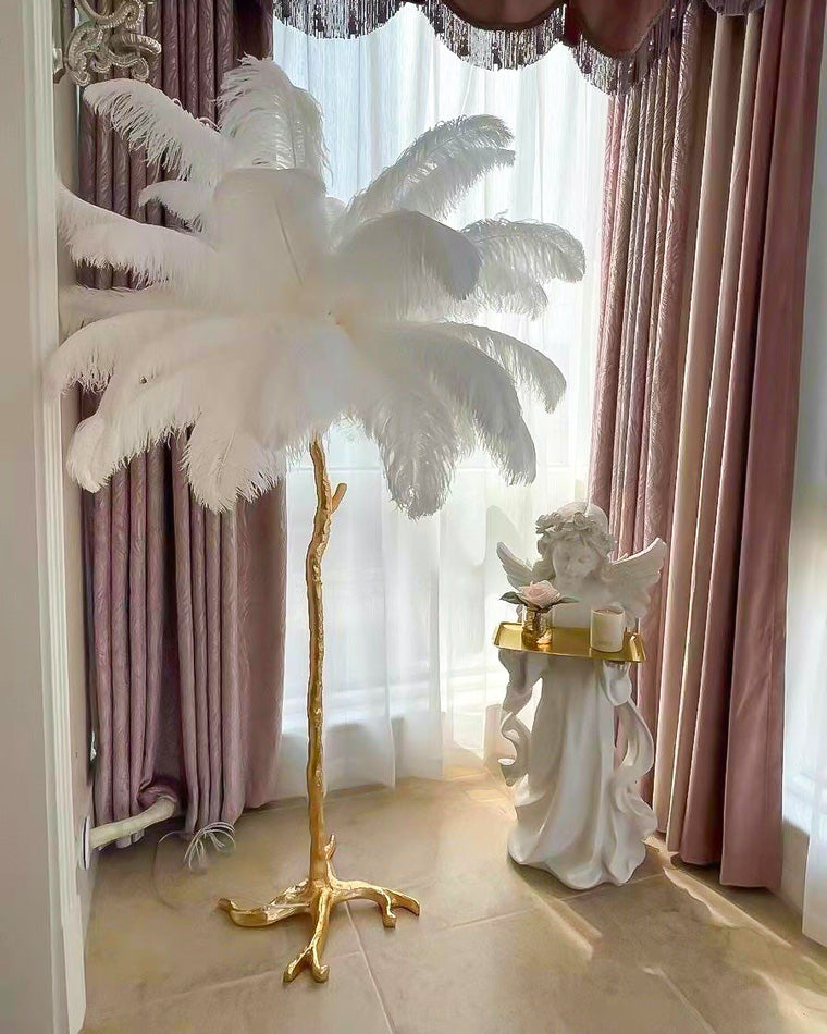 Feather Palm Tree Floor Lamp for Living Room or Bedroom