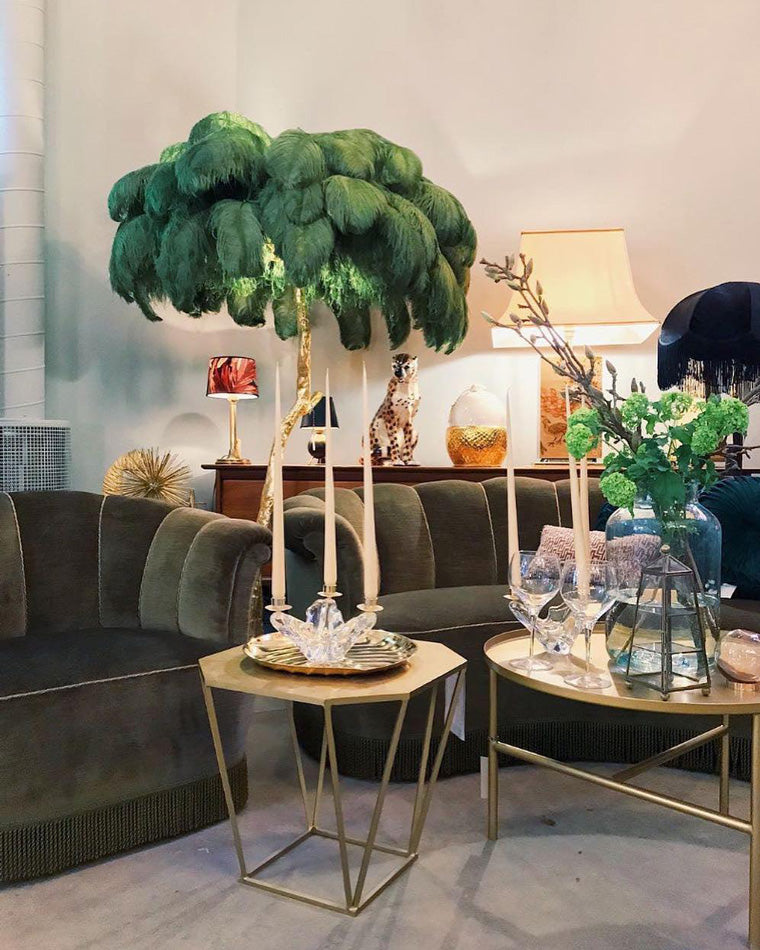 Feather Palm Tree Floor Lamp for Living Room or Bedroom