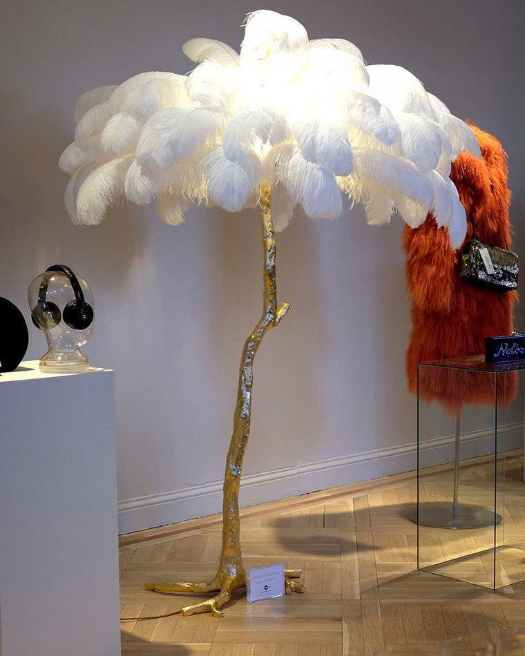 Feather Palm Tree Floor Lamp for Living Room or Bedroom