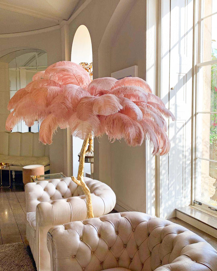 Feather Palm Tree Floor Lamp for Living Room or Bedroom