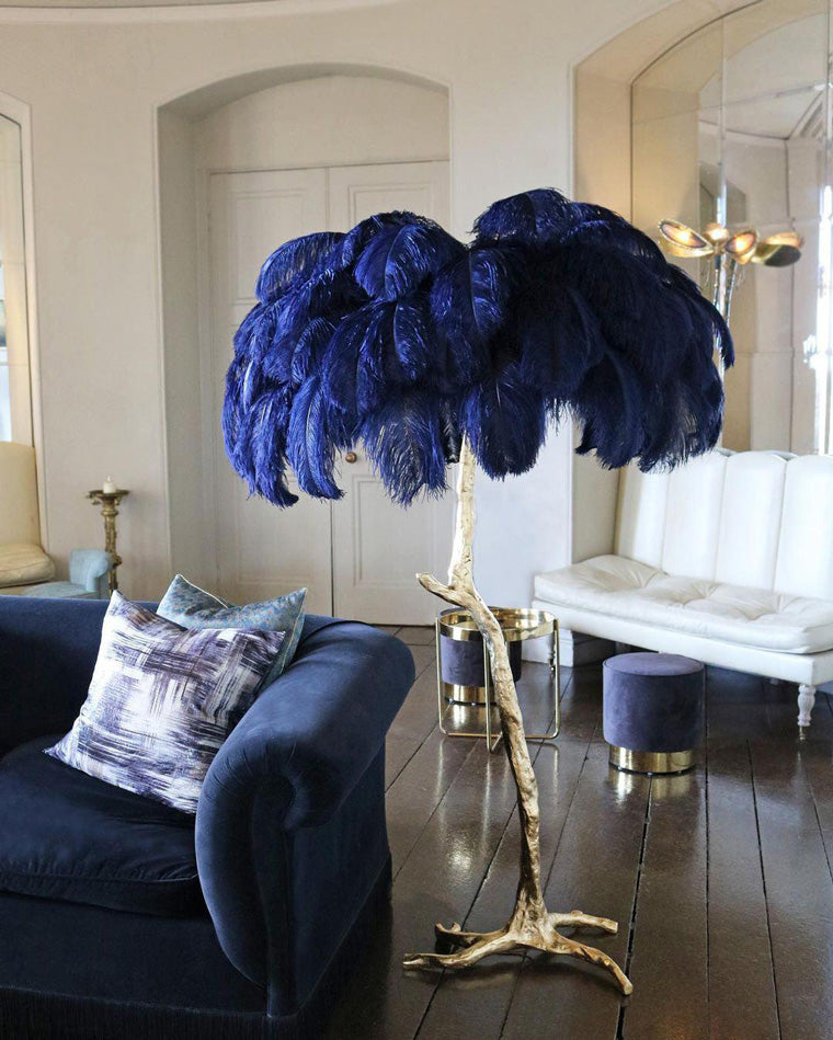 Feather Palm Tree Floor Lamp for Living Room or Bedroom