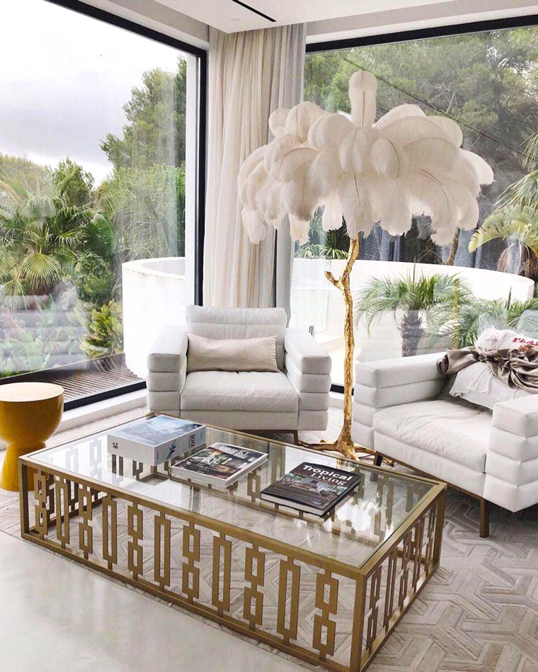Feather Palm Tree Floor Lamp for Living Room or Bedroom