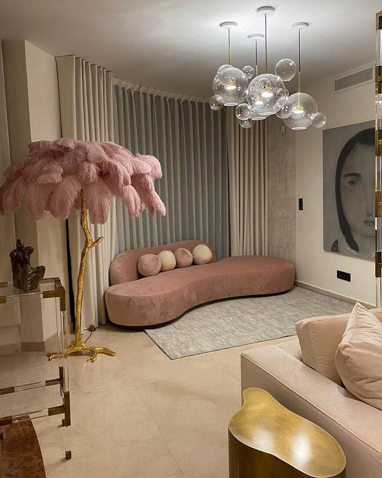 Feather Palm Tree Floor Lamp for Living Room or Bedroom