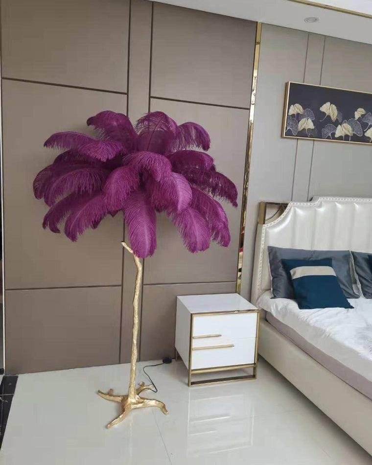 Feather Palm Tree Floor Lamp for Living Room or Bedroom