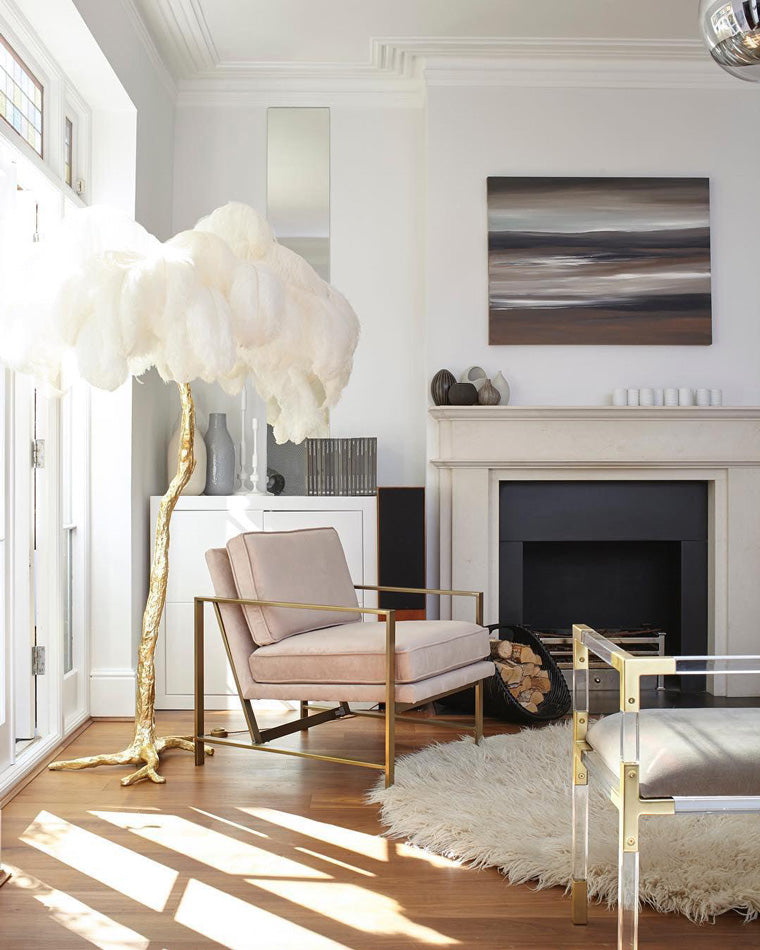 Feather Palm Tree Floor Lamp for Living Room or Bedroom