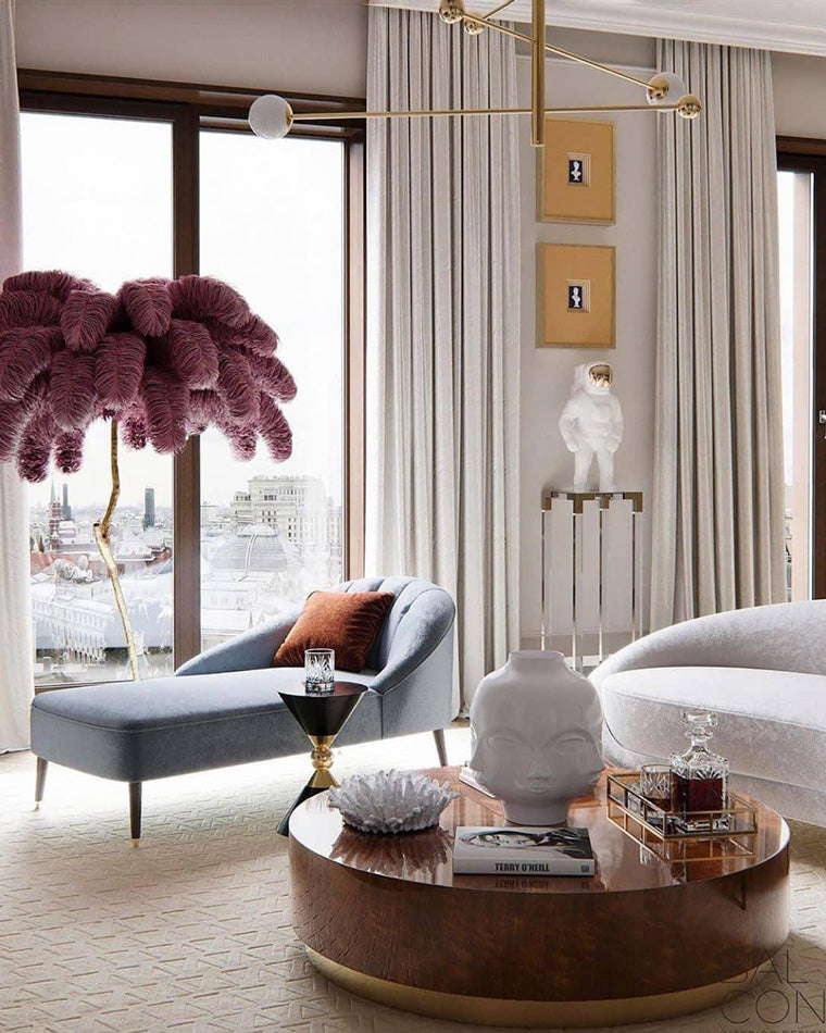 Feather Palm Tree Floor Lamp for Living Room or Bedroom