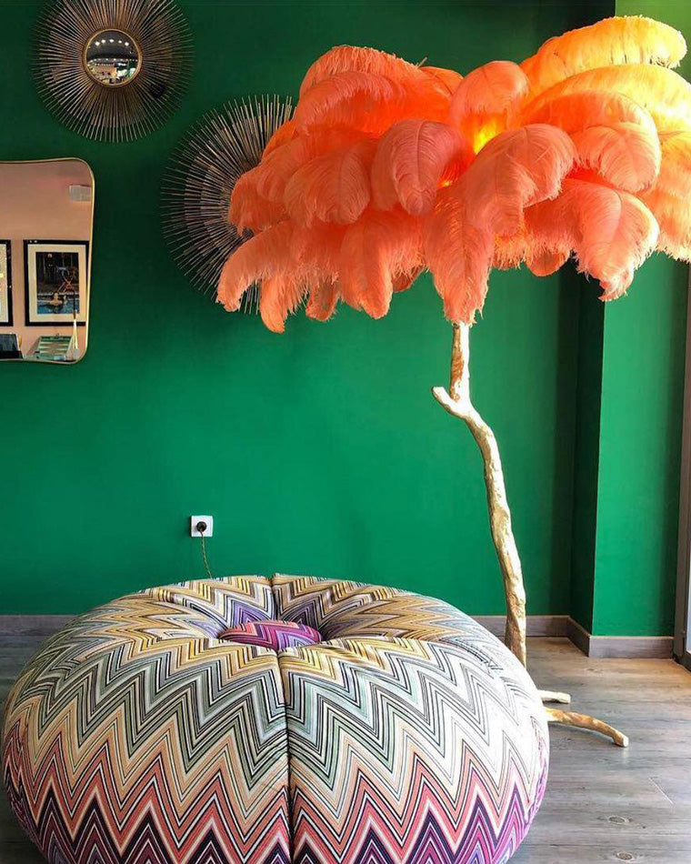 Feather Palm Tree Floor Lamp for Living Room or Bedroom
