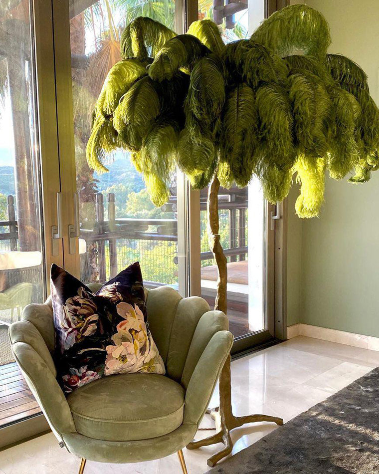 Feather Palm Tree Floor Lamp for Living Room or Bedroom