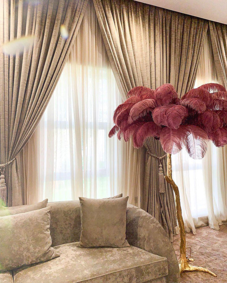 Feather Palm Tree Floor Lamp for Living Room or Bedroom