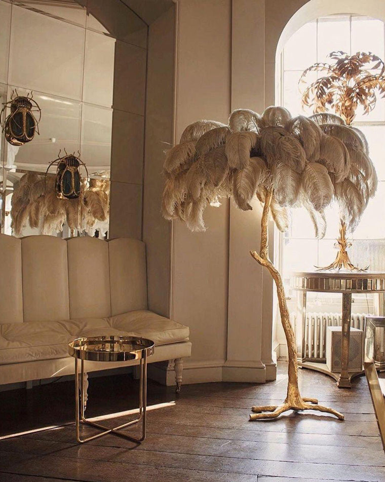 Feather Palm Tree Floor Lamp for Living Room or Bedroom