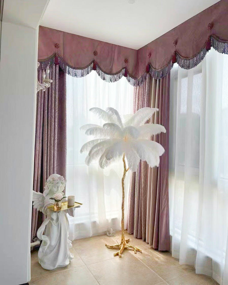 Feather Palm Tree Floor Lamp for Living Room or Bedroom