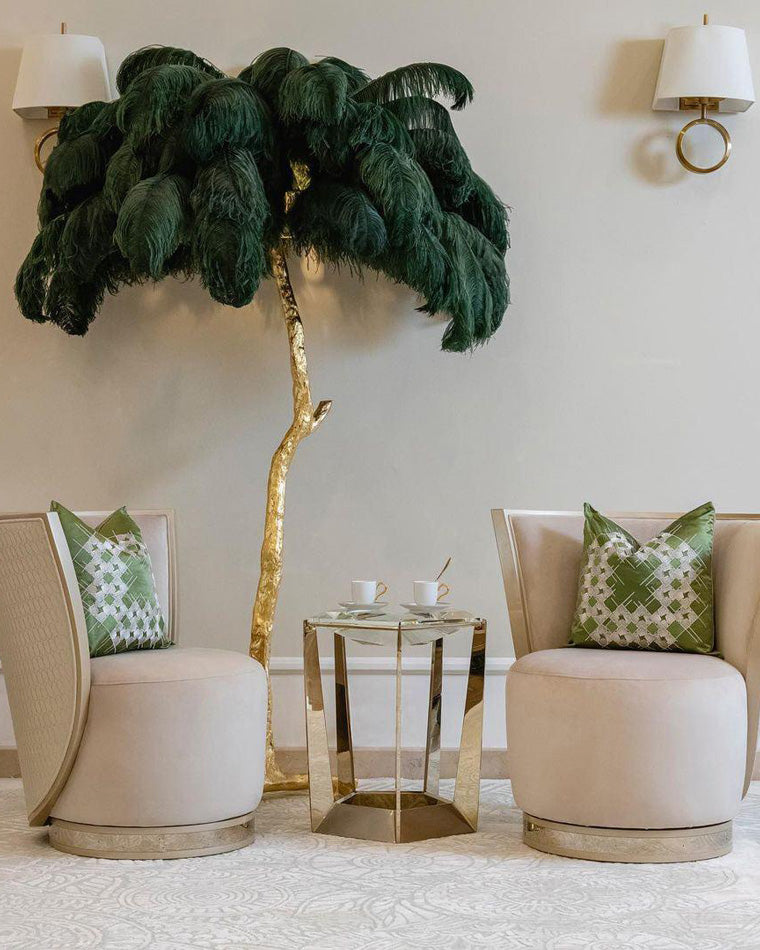Feather Palm Tree Floor Lamp for Living Room or Bedroom