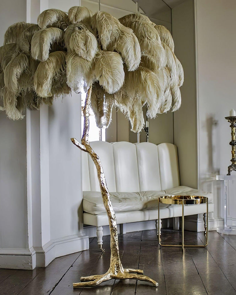 Feather Palm Tree Floor Lamp for Living Room or Bedroom