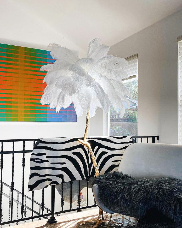 Feather Palm Tree Floor Lamp for Living Room or Bedroom