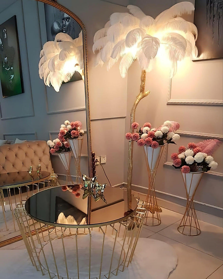 Feather Palm Tree Floor Lamp for Living Room or Bedroom