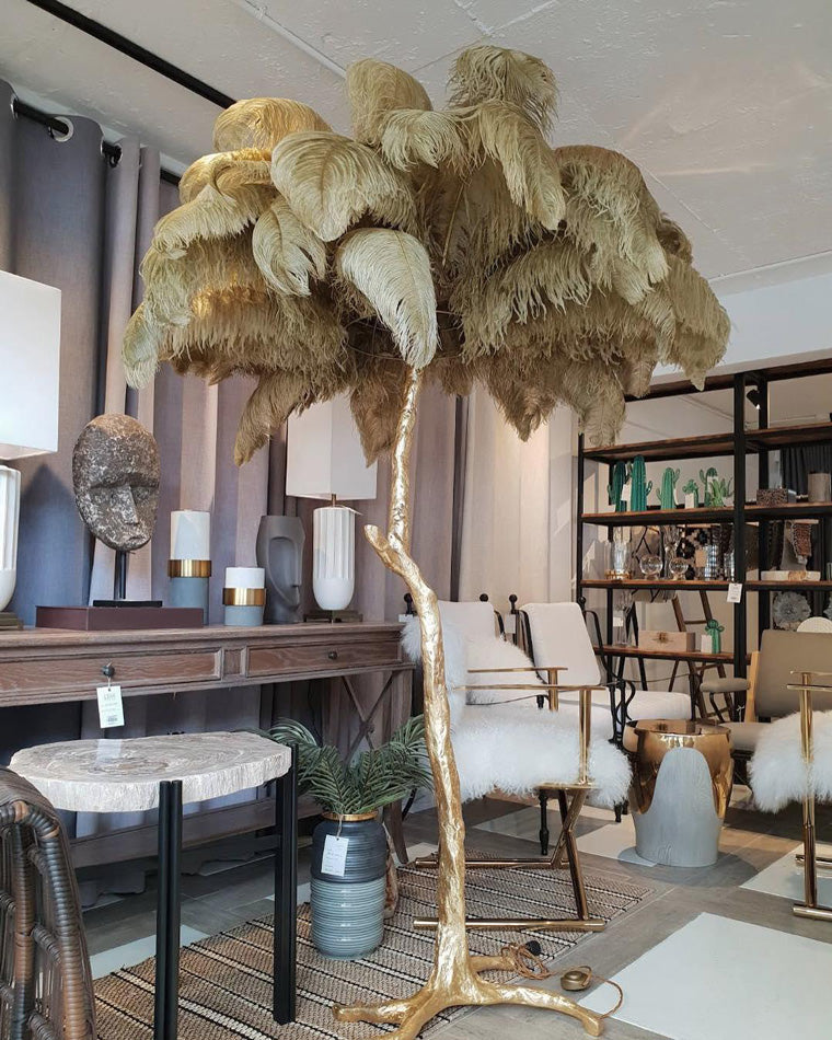 Feather Palm Tree Floor Lamp for Living Room or Bedroom
