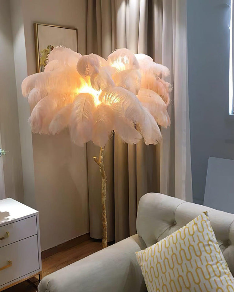Feather Palm Tree Floor Lamp for Living Room or Bedroom