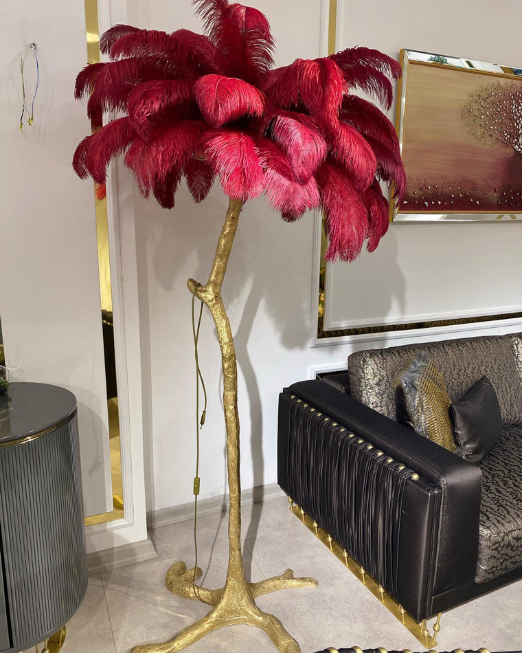 Feather Palm Tree Floor Lamp for Living Room or Bedroom