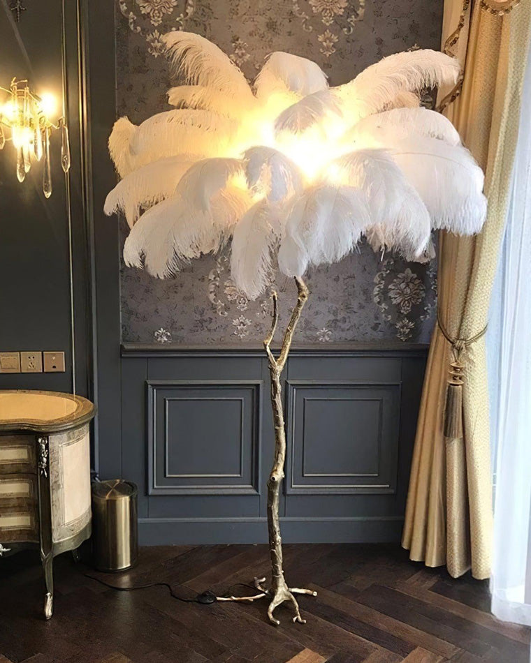 Feather Palm Tree Floor Lamp for Living Room or Bedroom