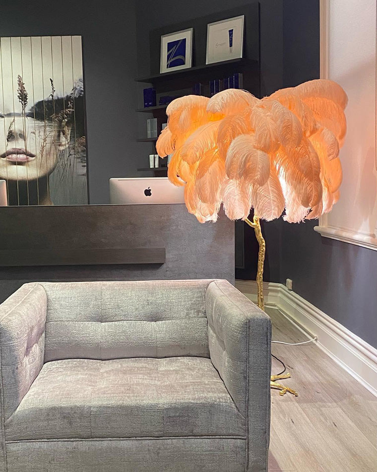 Feather Palm Tree Floor Lamp for Living Room or Bedroom