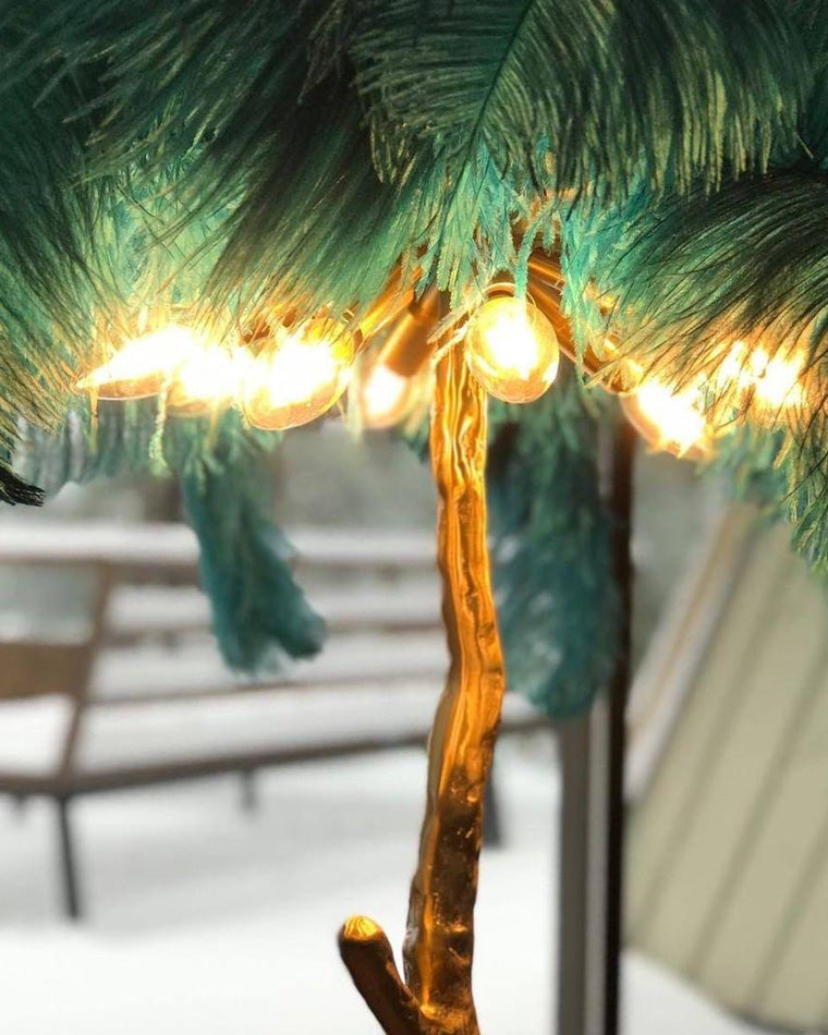 Feather Palm Tree Floor Lamp for Living Room or Bedroom