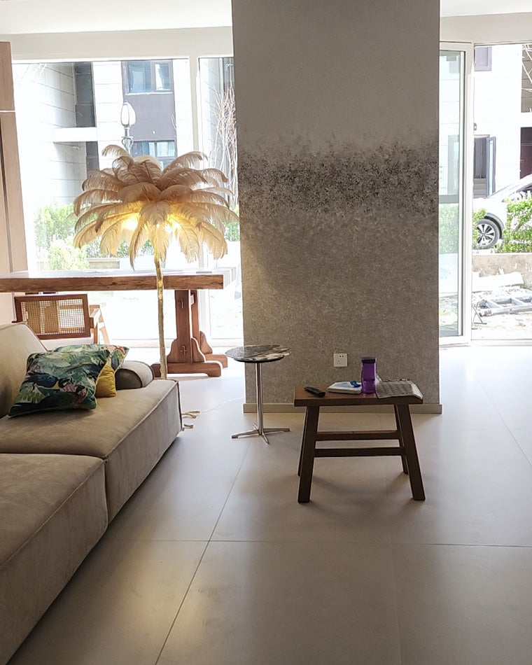 Feather Palm Tree Floor Lamp for Living Room or Bedroom