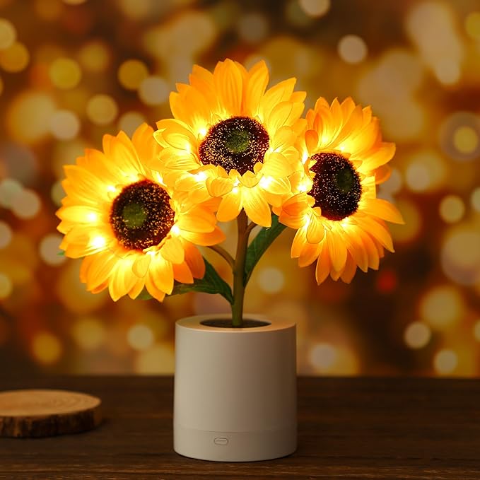 Shimmering Sunflower LED Lamp Nature-Inspired USB Table Light