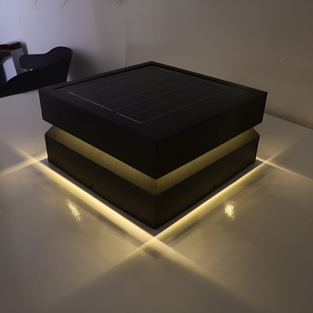 Modern Square Solar LED Post Cap Light Waterproof 3000K