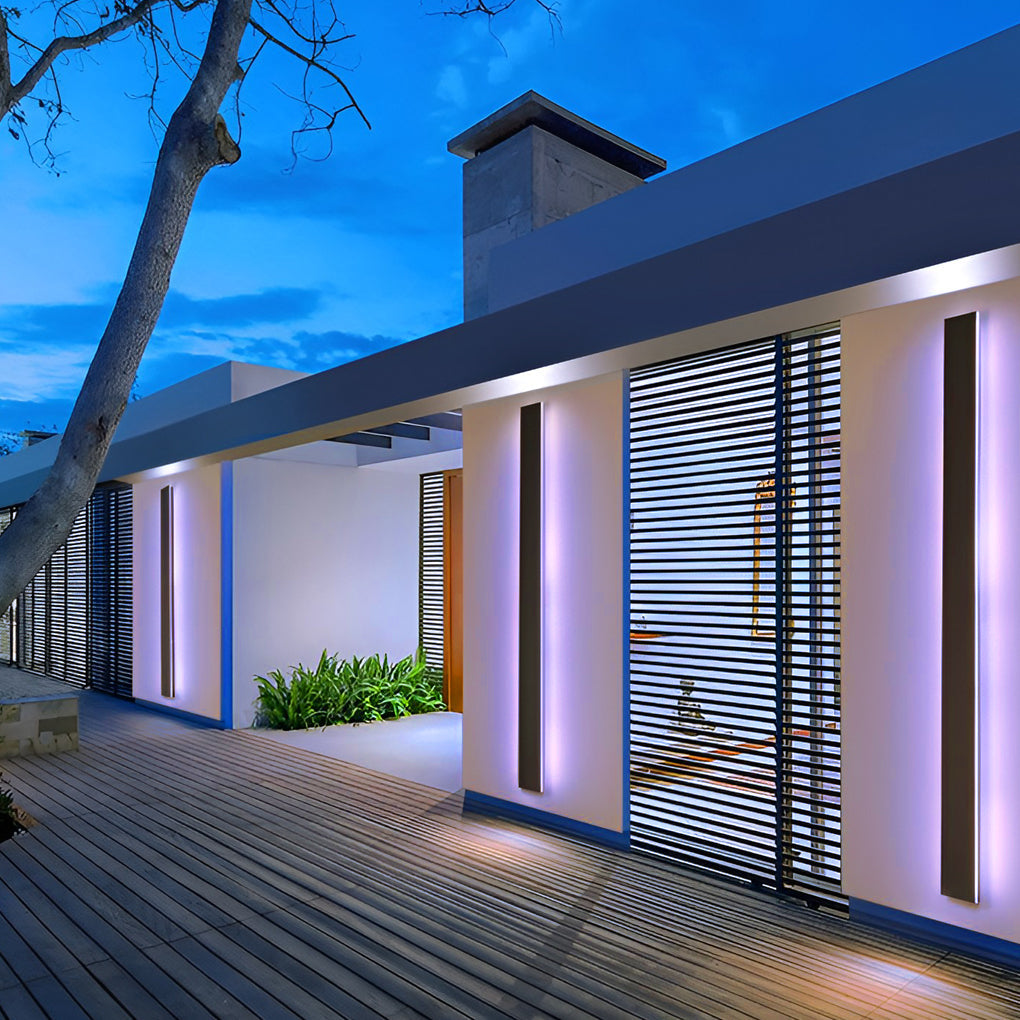 Modern Black LED Outdoor Wall Light Long Linear Waterproof Lighting