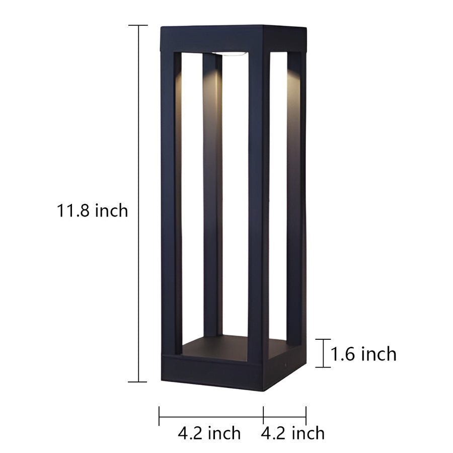 Black 4-Beam LED Bollard Light 7W Waterproof Garden Path Lamp