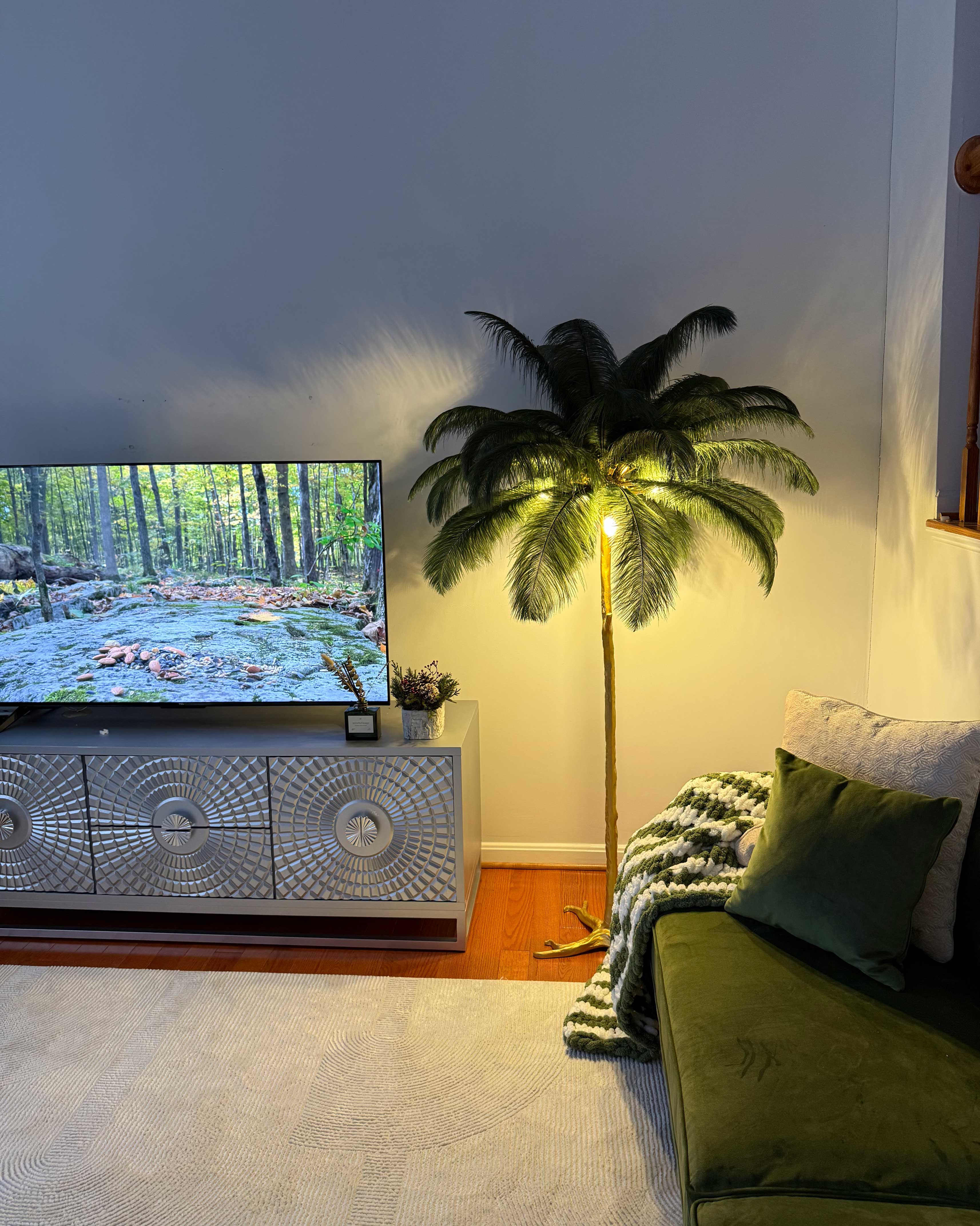 Feather Palm Tree Floor Lamp for Living Room or Bedroom