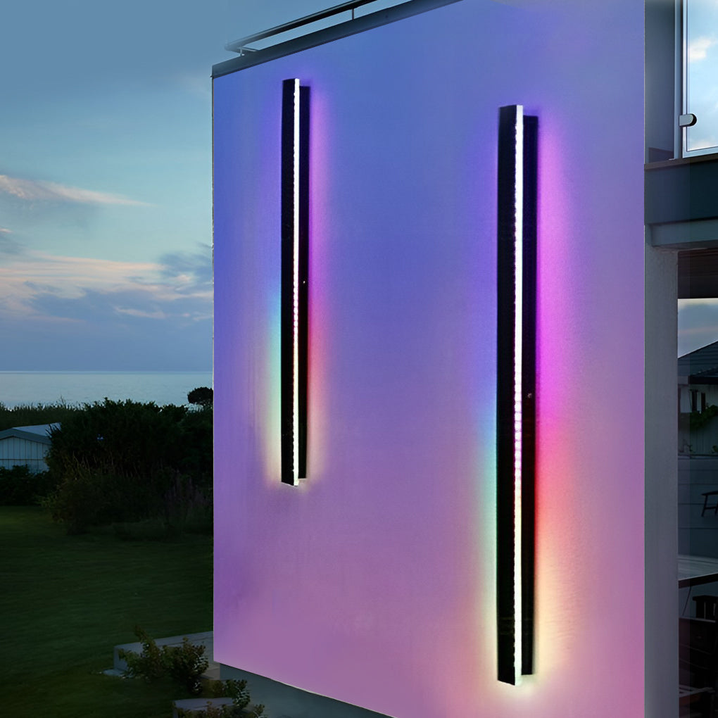 Modern Black LED Outdoor Wall Light Long Linear Waterproof Lighting