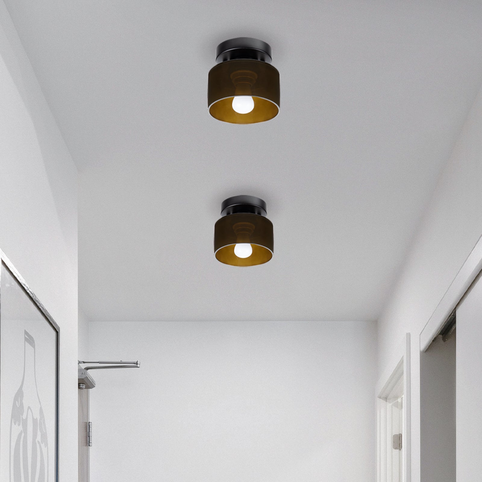 Bauhaus Glass Flush Mount Ceiling Light – Minimalist Small Fixture
