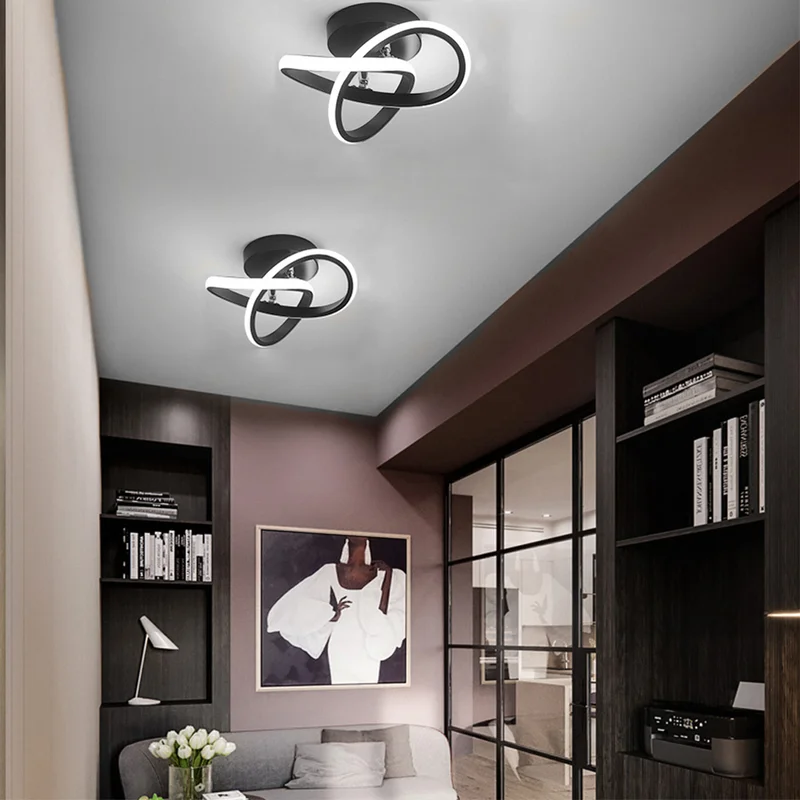 Modern White LED Ceiling Light with Iron and Acrylic Design