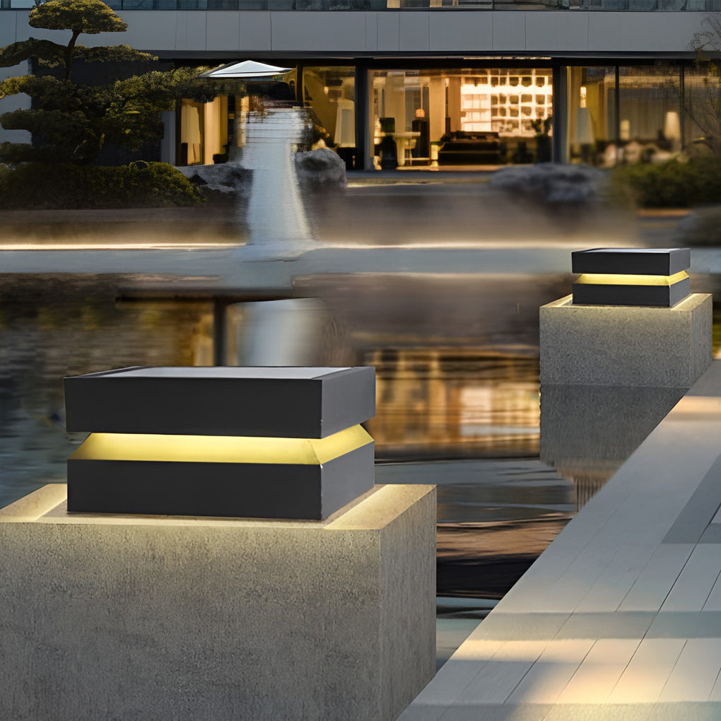 Modern Square Solar LED Post Cap Light Waterproof 3000K
