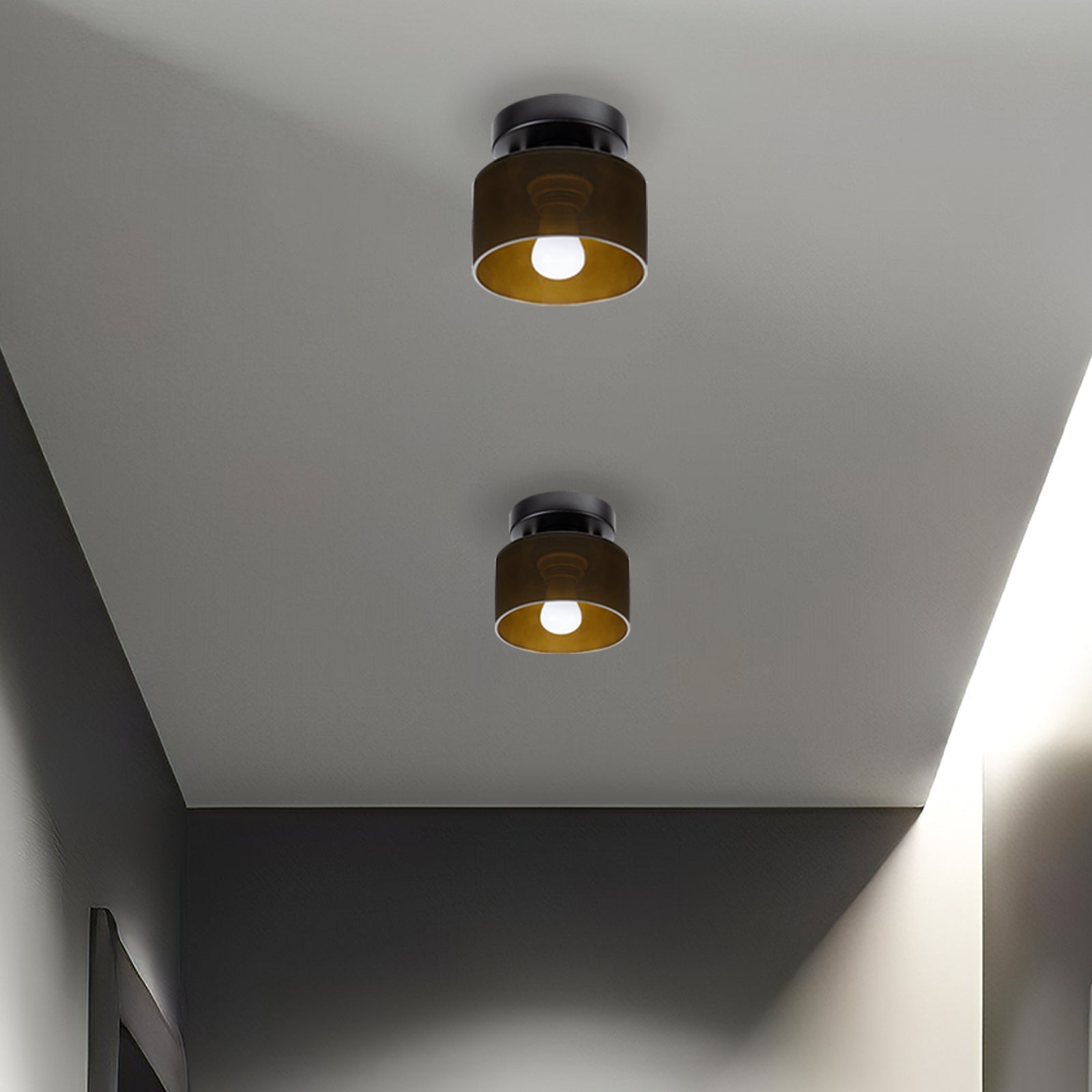 Bauhaus Glass Flush Mount Ceiling Light – Minimalist Small Fixture