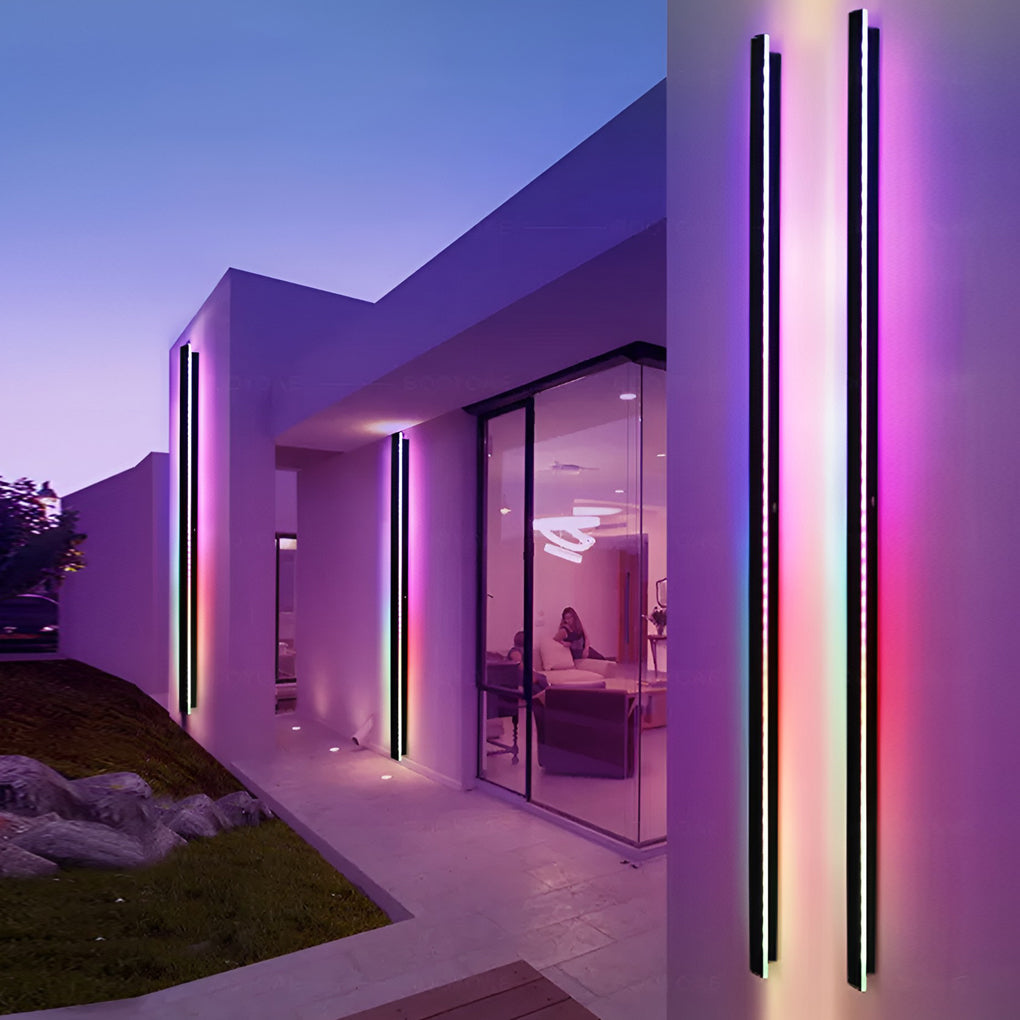 Modern Black LED Outdoor Wall Light Long Linear Waterproof Lighting