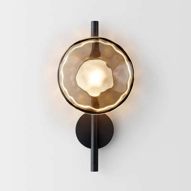 Nordic Ripple Glass Wall Light Modern Round Sconce