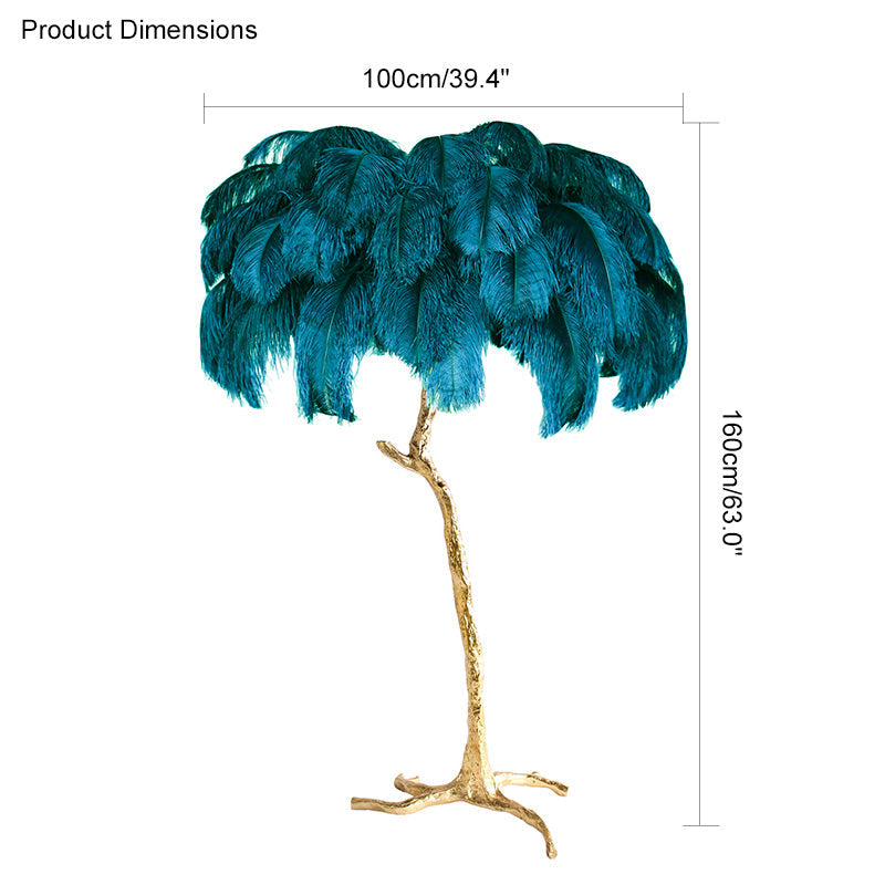 Feather Palm Tree Floor Lamp for Living Room or Bedroom